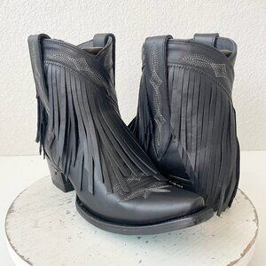 Lane SENITA FALLS Womens Cowboy Bootie 9.5 Black Western Short Cowgirl Boots